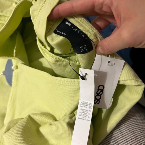 ASOS design denim puff sleeve in citron - Picture 6 of 6